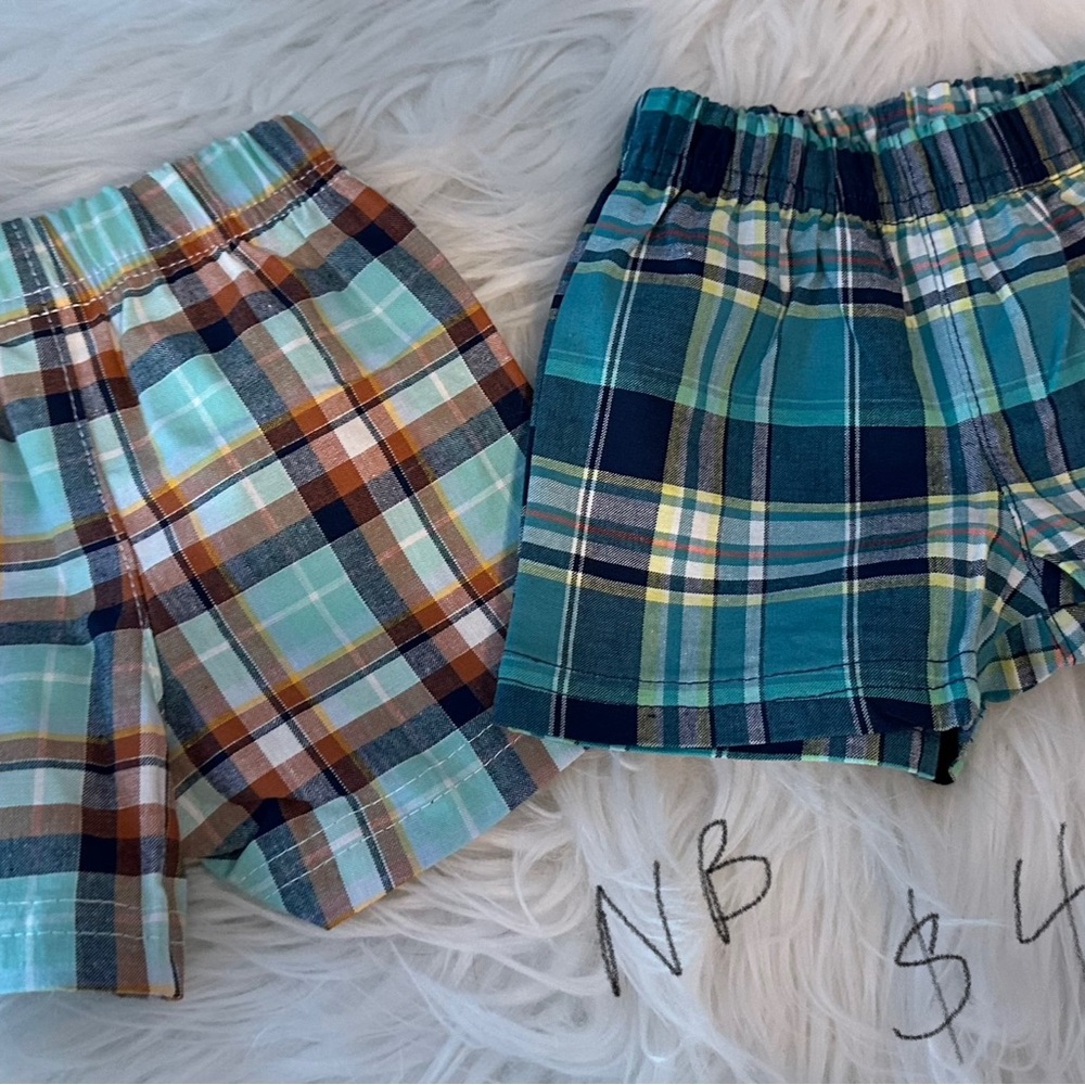 Plaid Kids Shorts Set - Blue and Brown